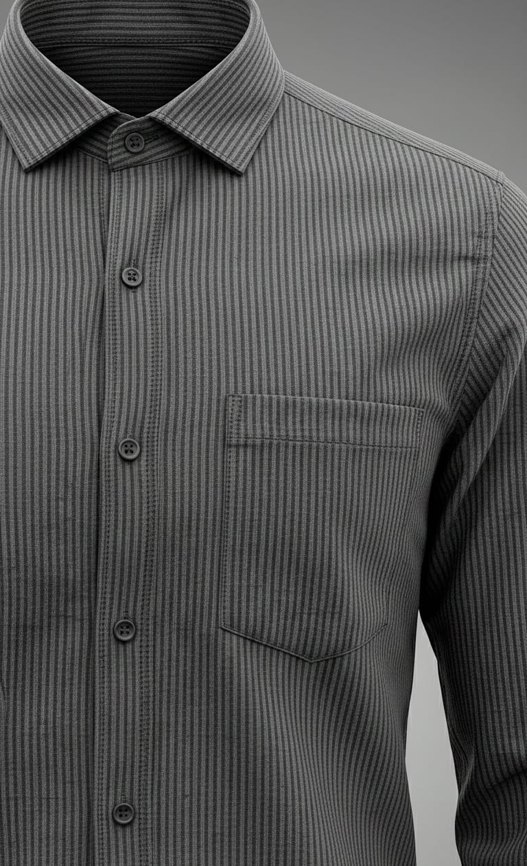 Textured Stripe Regular Fit Shirt – Steel Grey