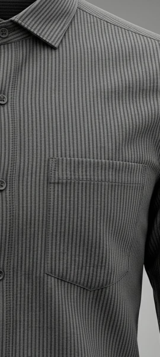 Textured Stripe Regular Fit Shirt – Steel Grey