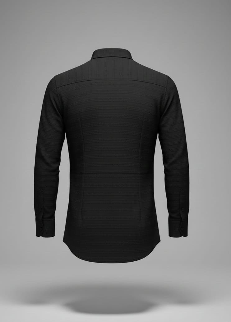 Solid Textured Full Sleeve Shirt – Black