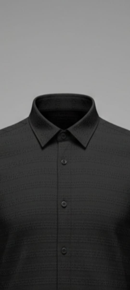 Solid Textured Full Sleeve Shirt – Black
