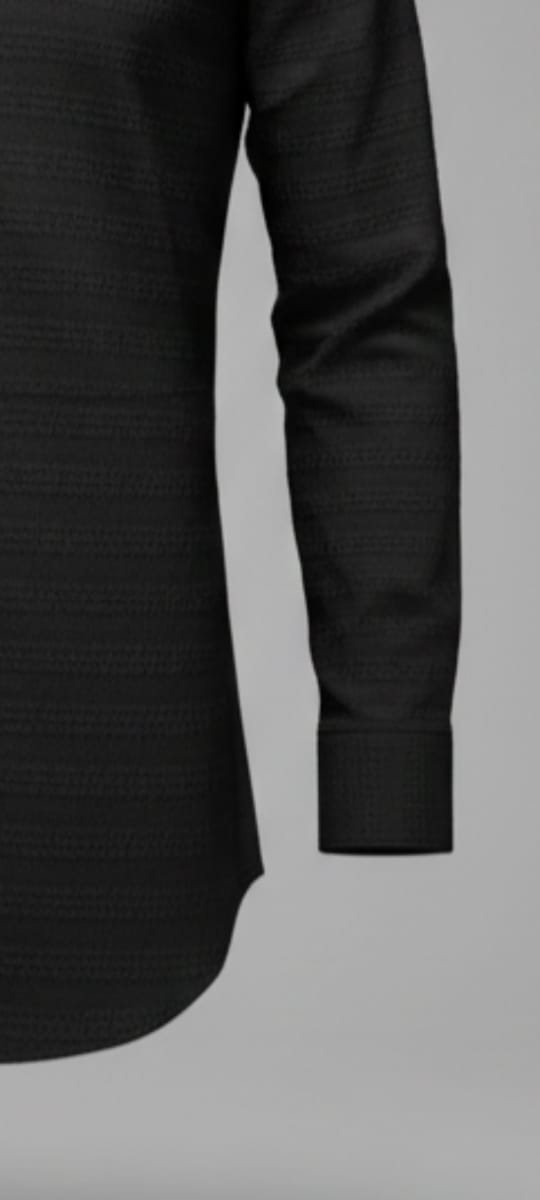 Solid Textured Full Sleeve Shirt – Black