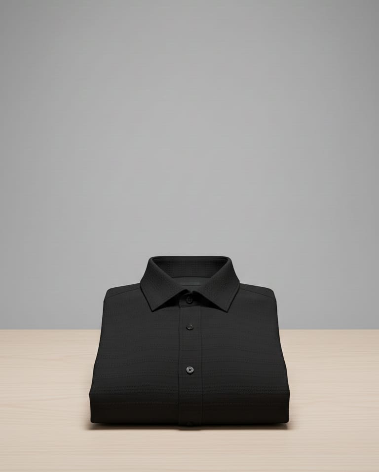 Solid Textured Full Sleeve Shirt – Black