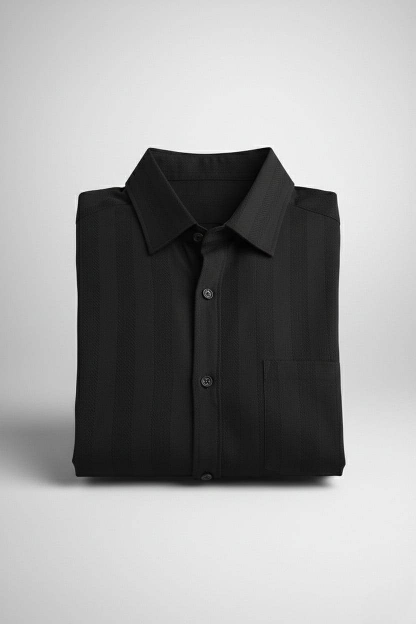 Classic Black Textured Formal Shirt