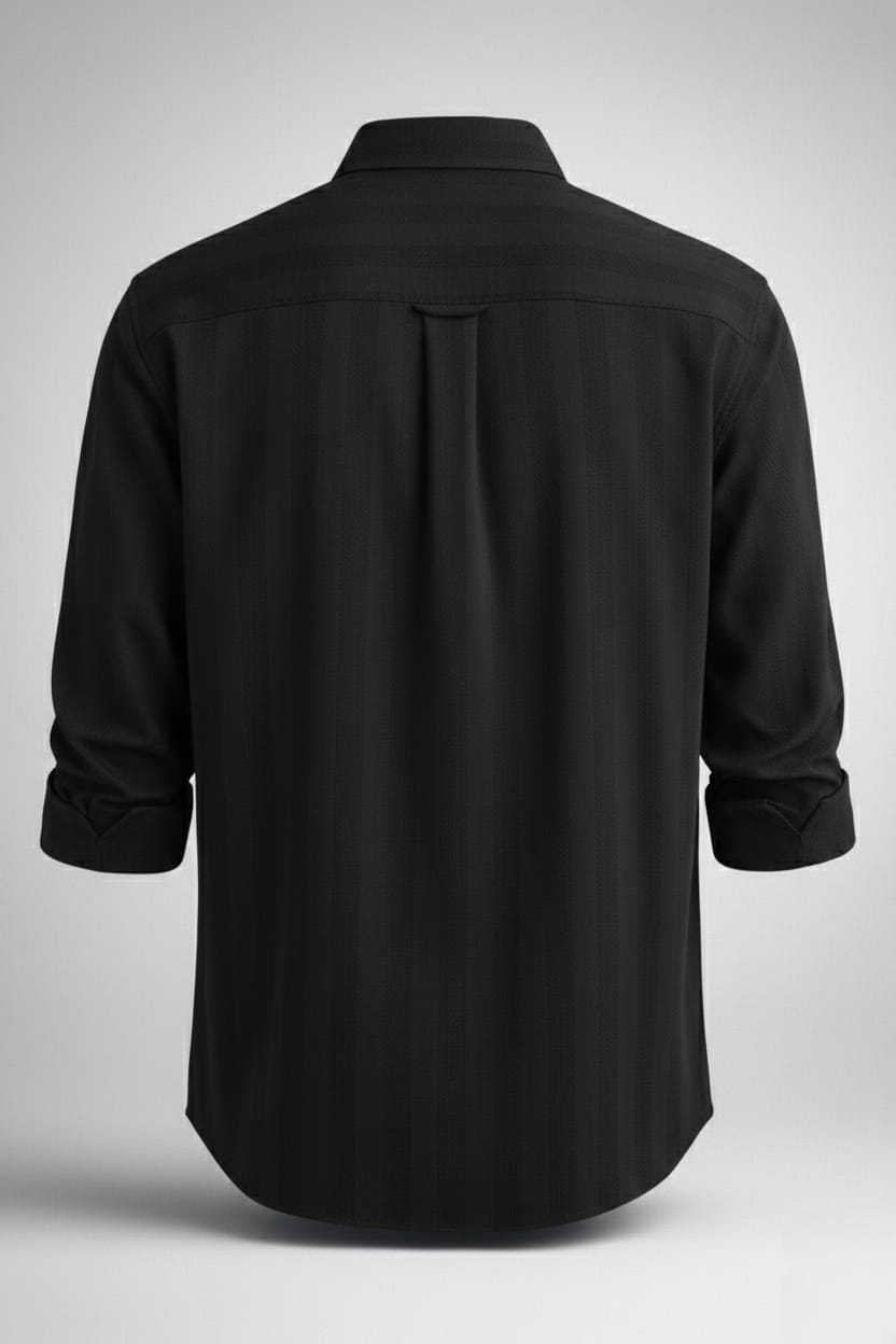 Classic Black Textured Formal Shirt