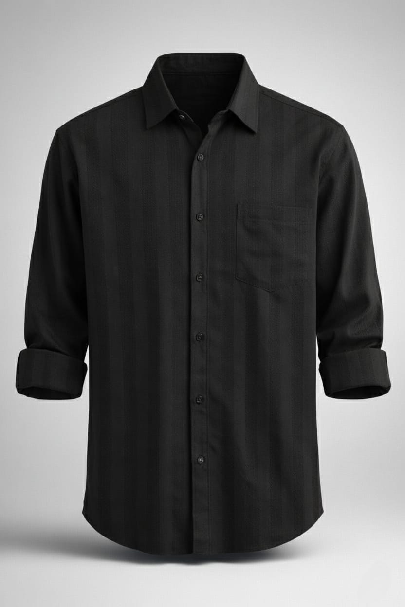 Classic Black Textured Formal Shirt