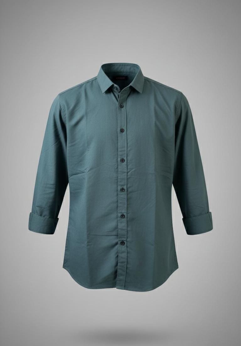 Teal Solid Full-Sleeve Shirt