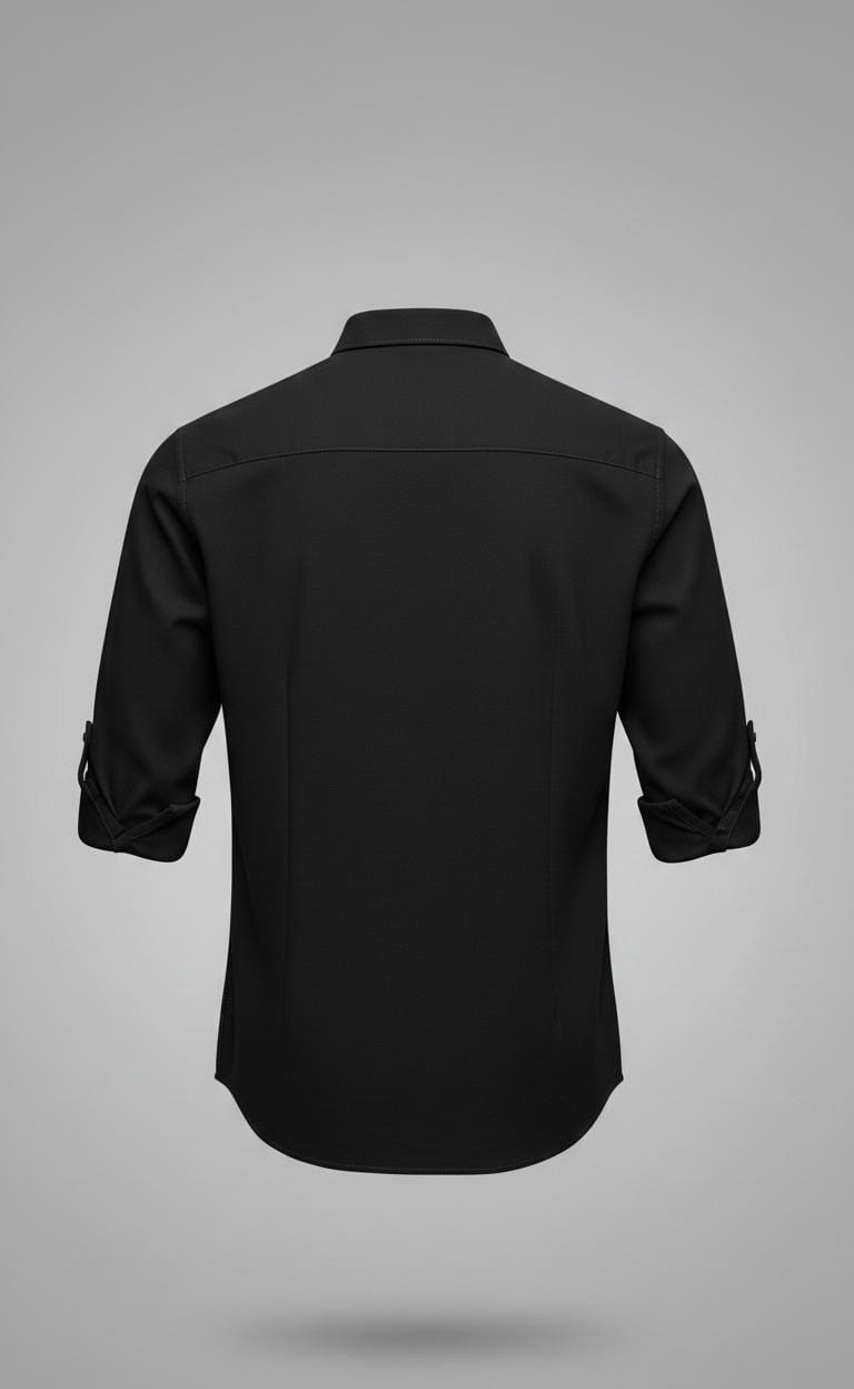 Classic Black Solid Full-Sleeve Shirt