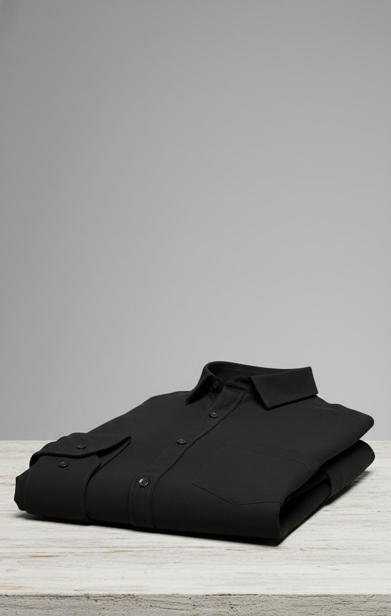 Classic Black Solid Full-Sleeve Shirt