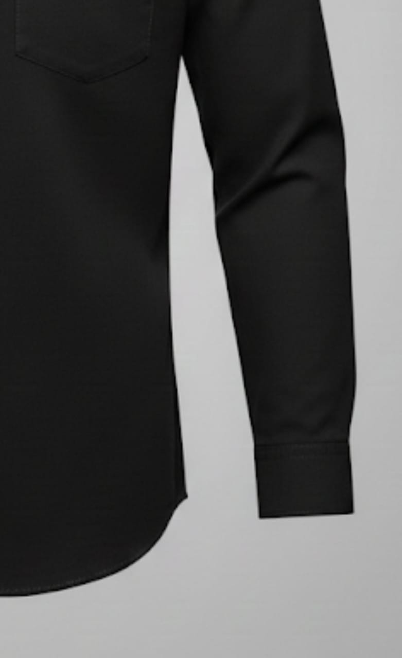 Classic Black Solid Full-Sleeve Shirt